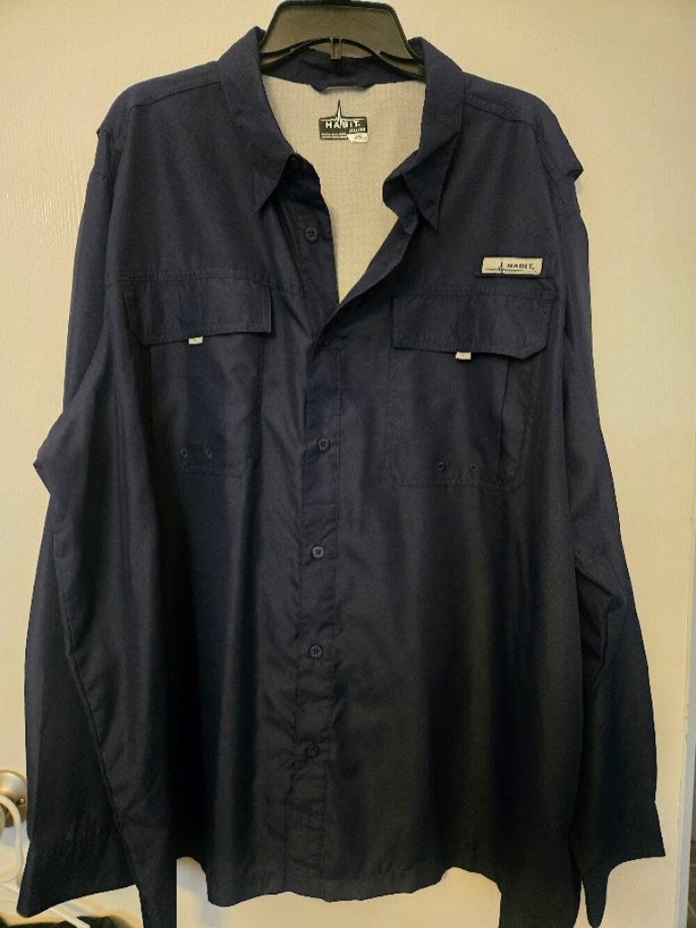 Habit Navy‎ L/S Vented Fishing Shirt Men's 2XL 40+ Solar-Factor NWOT